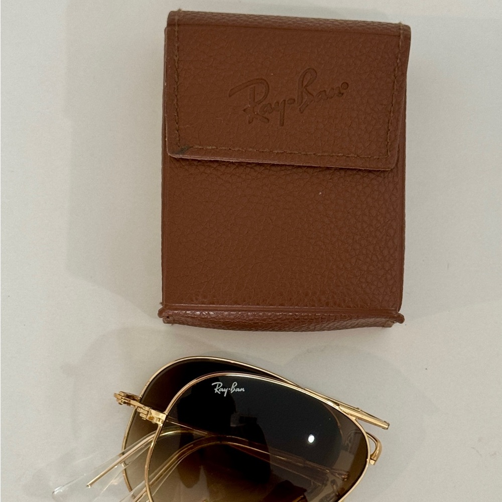 Ray-Ban Gold Aviator Sunglasses with Brown Gradient Lenses - Picture 4 of 9